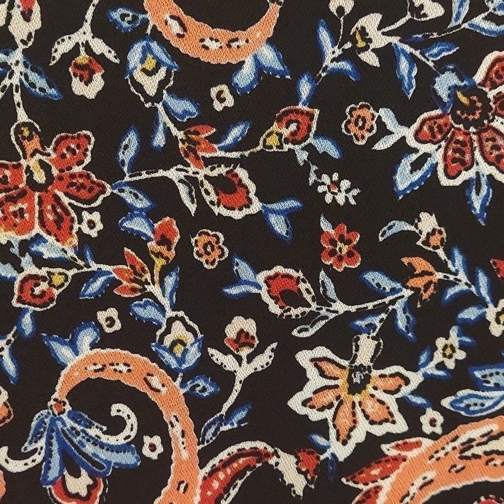 Roz & Ali Xl Navy Paisley Pull On Midi Skirt Cottagecore — image 2 of 8